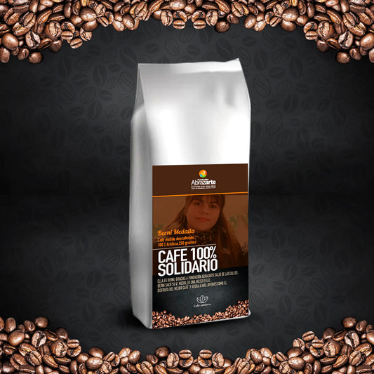 Café Solidario etiqueta Abrazarte Descafeinado